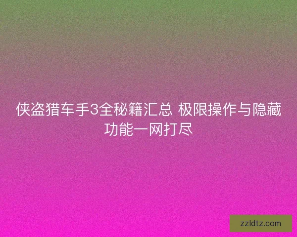侠盗猎车手3全秘籍汇总 极限操作与隐藏功能一网打尽