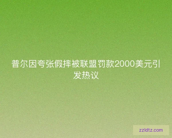 普尔因夸张假摔被联盟罚款2000美元引发热议