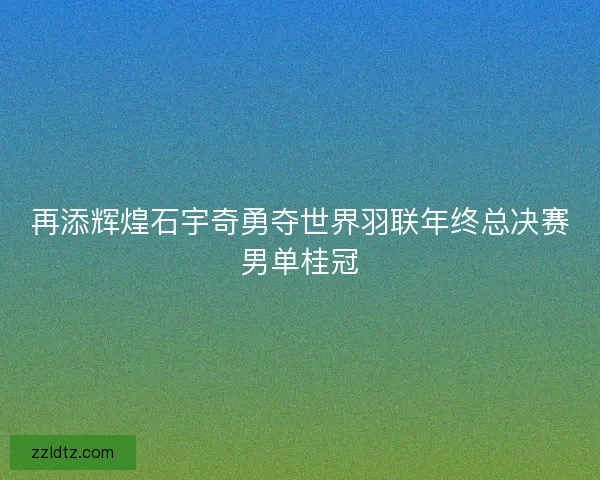 再添辉煌石宇奇勇夺世界羽联年终总决赛男单桂冠
