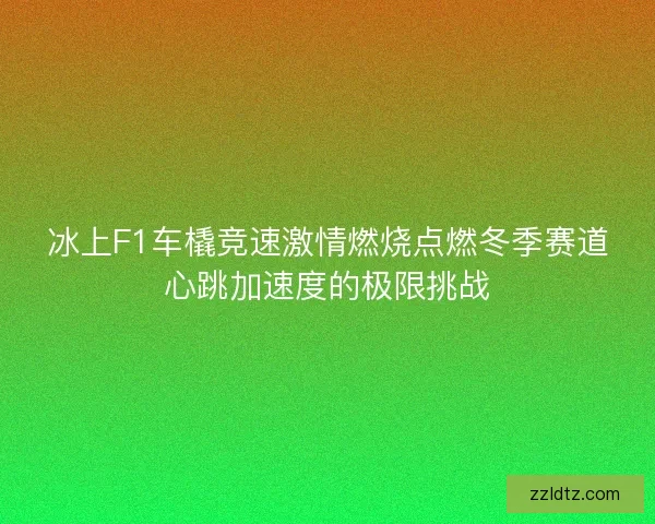 冰上F1车橇竞速激情燃烧点燃冬季赛道心跳加速度的极限挑战